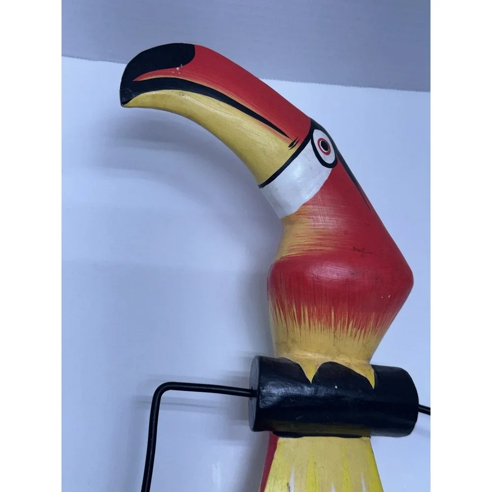 Red Toucan Yellow HANGING Talavara Jungle WOOD Tropical HAND CARVED PAINTED VTG